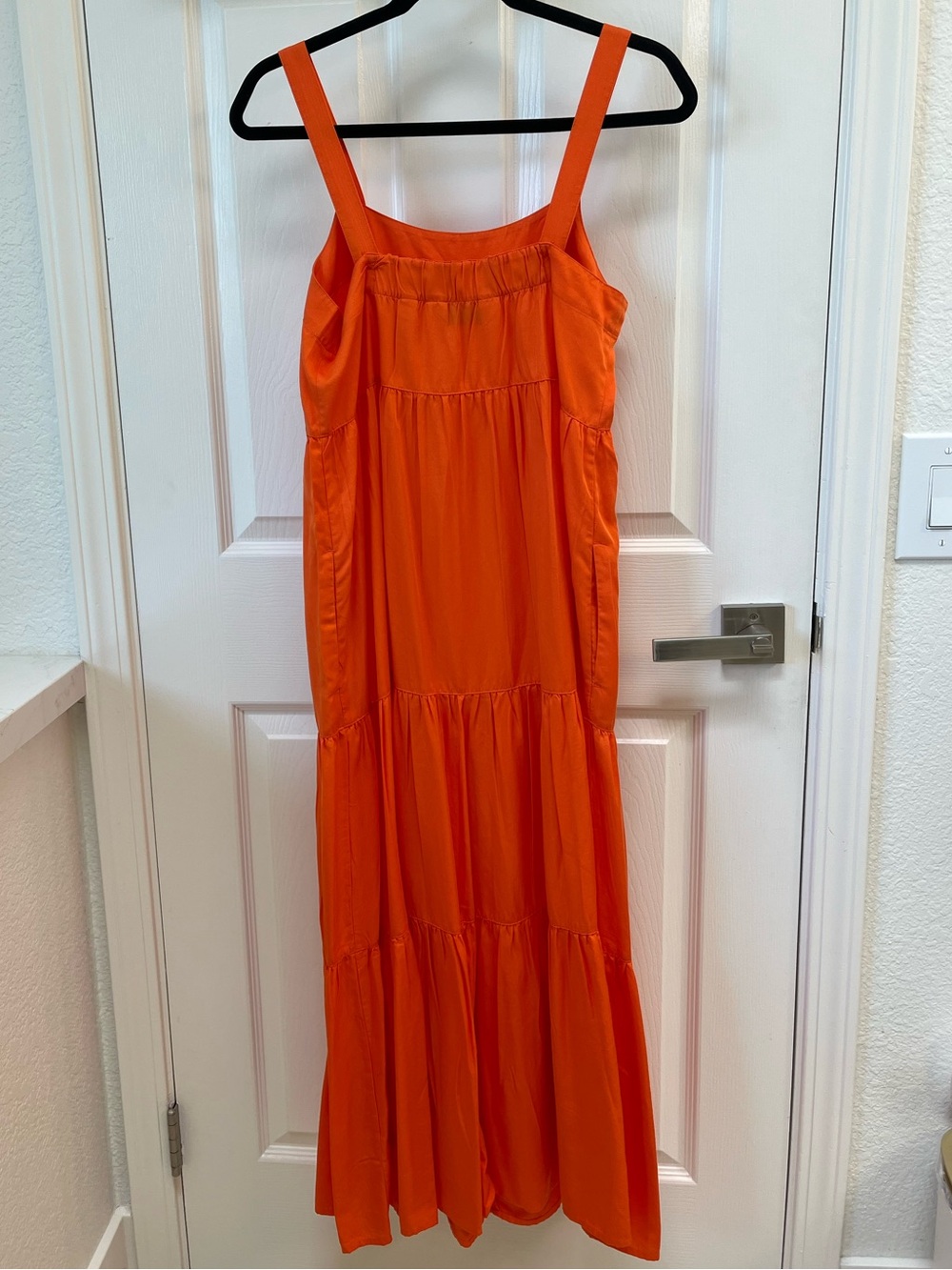 The Drop Orange Tiered Midi Dress Size S NWT Summer Cotton Sundress